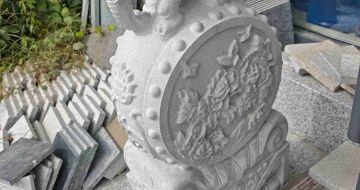 青岛芝麻白抱鼓石 庭院抱鼓石