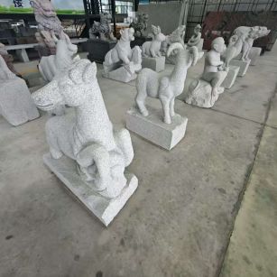 青岛芝麻白雕刻 十二生肖 异形雕刻