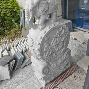 青岛芝麻白抱鼓石 庭院抱鼓石