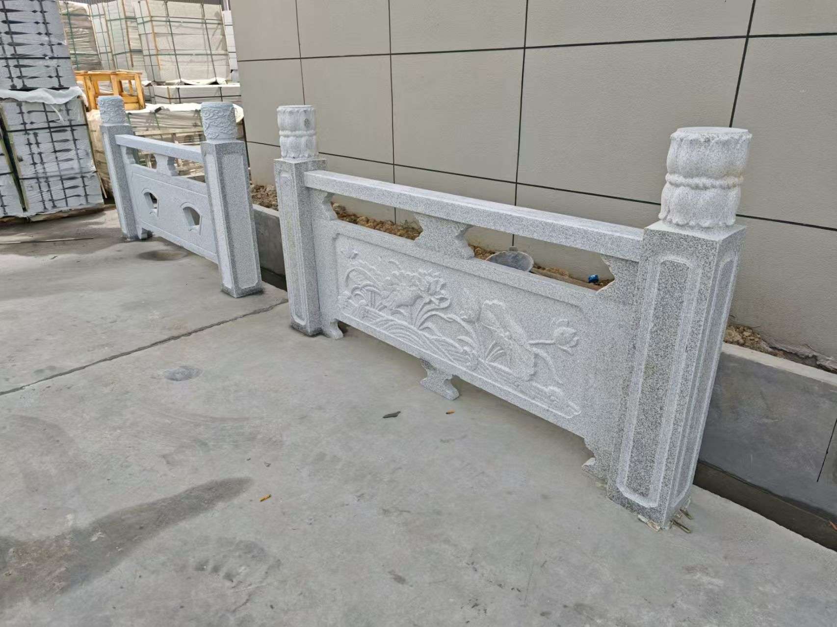 青岛芝麻白河道栏杆 石材栏杆